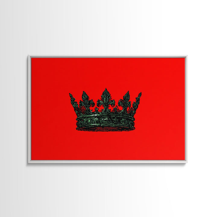 Black Crown On Red Background Wall Art, African Queen Decor, Royal Afrocentric Print, Bold Modern Black Culture Art, Statement Wall Decor