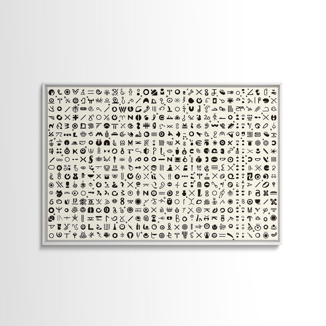 Adinkra Inspired Black Symbol Grid Wall Art, African Print Decor, Minimalist Tribal Pattern, Cultural Gallery Wall Art, Home Decor