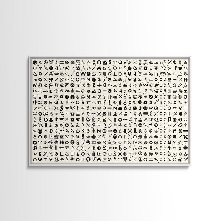 Adinkra Inspired Black Symbol Grid Wall Art, African Print Decor, Minimalist Tribal Pattern, Cultural Gallery Wall Art, Home Decor