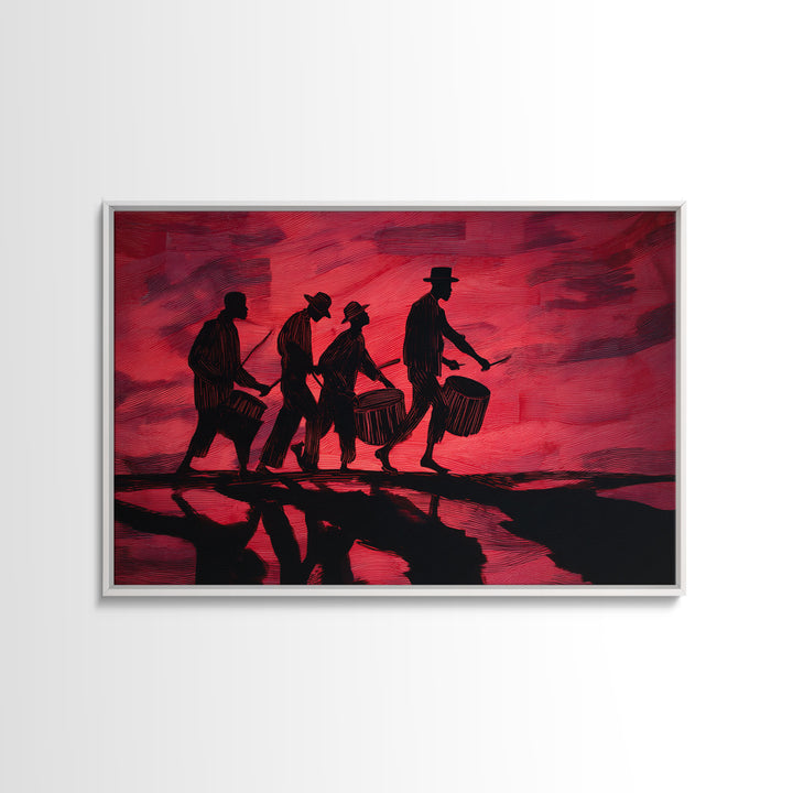 Red Sunset African Drummers Silhouette Wall Art, Afrocentric Music Print, Tribal Culture Decor, Black History Gift, Living Room Decor