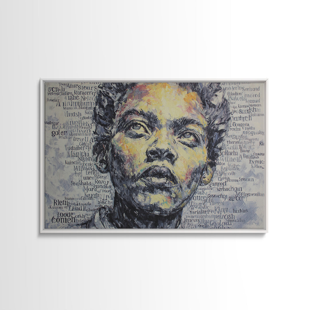 Textured Black Woman Portrait With Words Wall Art, African American Art, Melanin Print, Empowerment Gift, Modern Home Decor