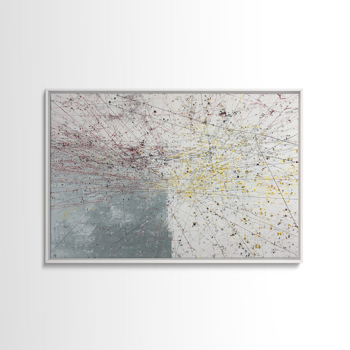 Red Yellow Network Abstract Painting, Minimalist Modern Wall Art, Contemporary Office Decor, Large Canvas Print Gift Artwork