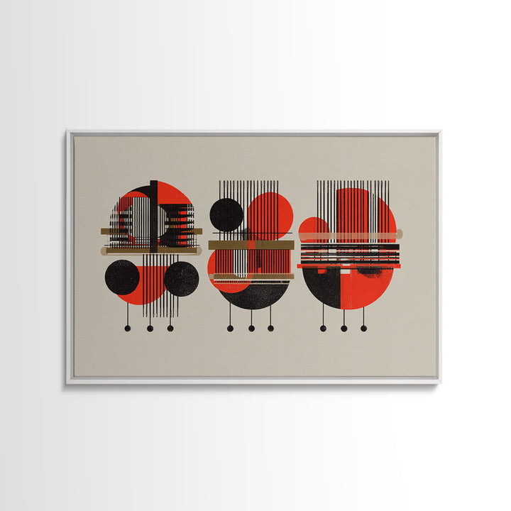 Red Black Geometric Abstract Canvas Print, Modern African Pattern Wall Art, Minimalist Mid Century Home Decor Gift For Living Room