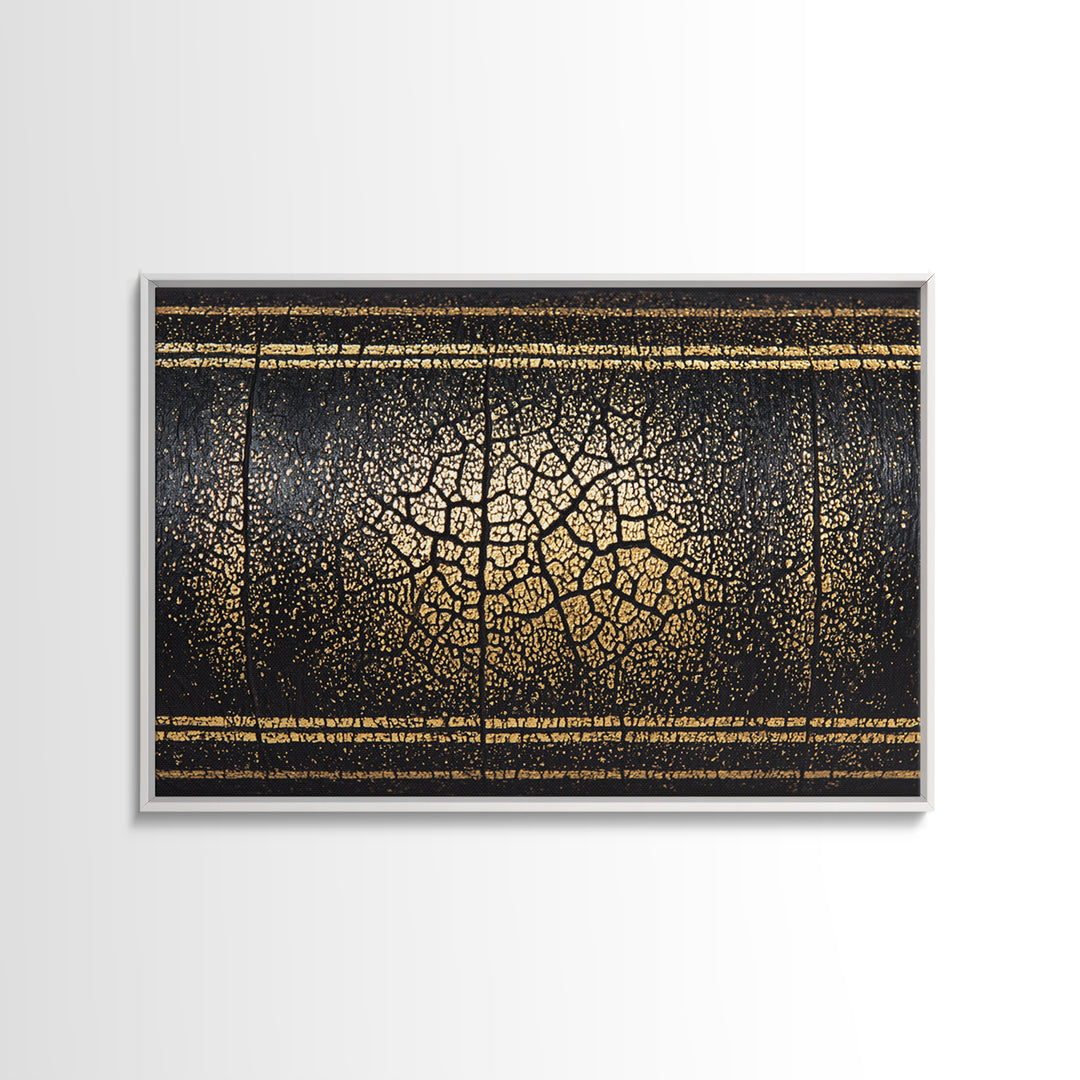 Black Gold Cracked Texture Canvas Print, African Abstract Art, Luxury Earth Tone Wall Decor, Modern Home Decor Gift For Him