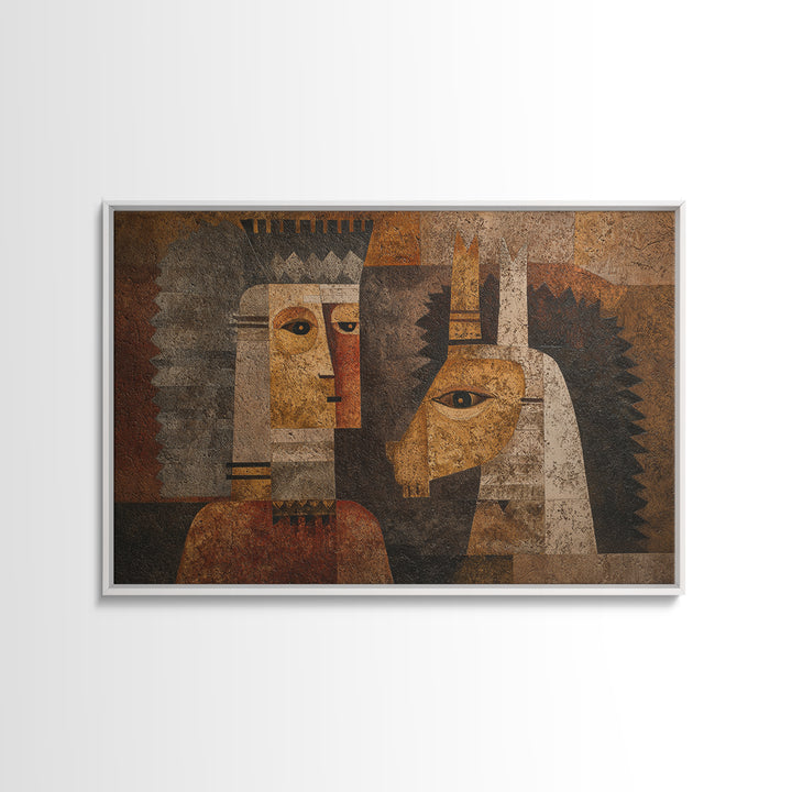 Cubist African Queen Portrait Wall Art, African Woman Art Print, Black Goddess Artwork, Ethnic Modern Home Decor Gift For Her