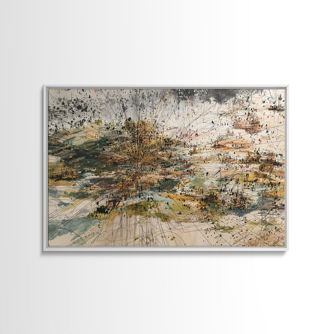Abstract City Grid In Earth Tones Wall Art, Modern African Inspired Map Print, Contemporary Office Decor Canvas For Living Room