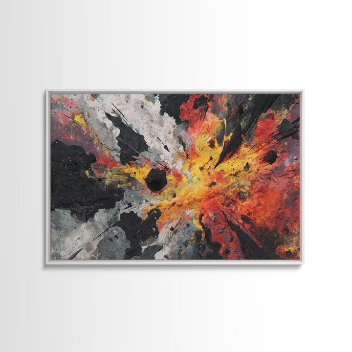Explosive Red Gold Black Abstract Canvas Print, Bold Modern Art, Statement Wall Decor For Living Room Or Office Home Decor Gift