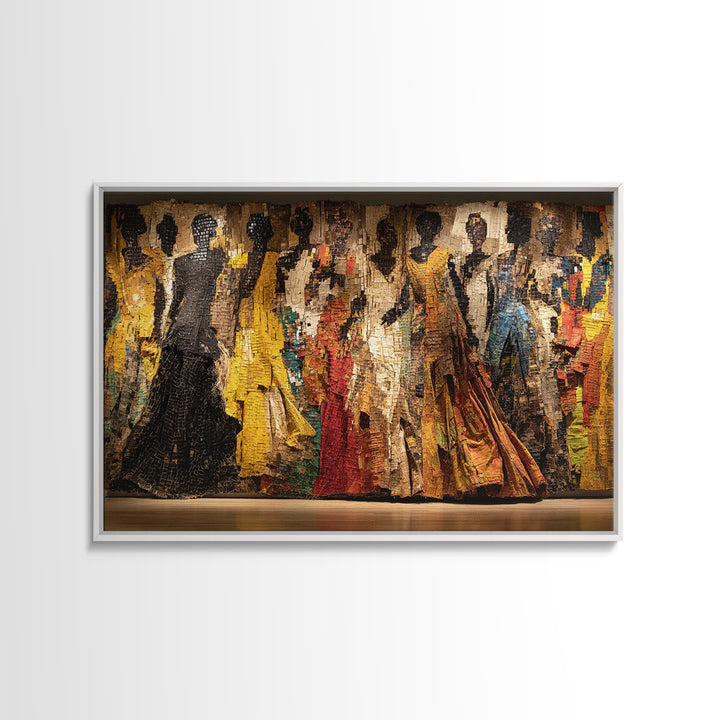 Elegant African Women Fashion Parade Wall Art, Textured Black Woman Art, African American Art, Luxury Canvas Decor, Statement Piece