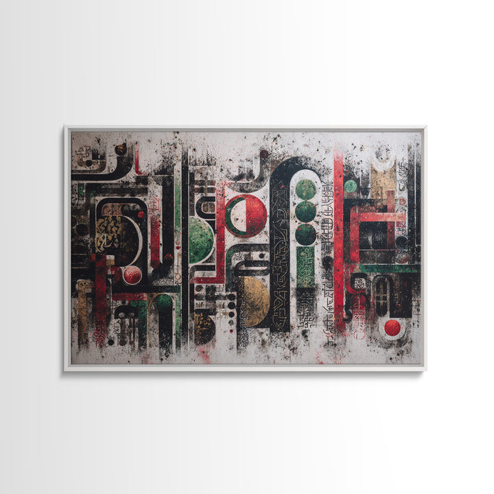 Abstract African Symbols Wall Art, Geometric Canvas Print, Tribal Pattern Decor, Modern Afrocentric Office Art Gift For Home