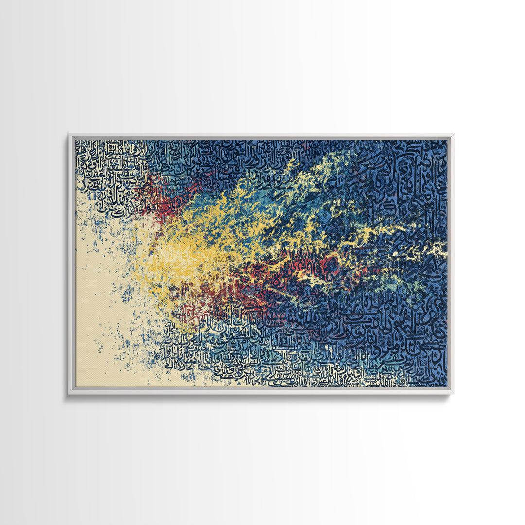 Blue Calligraphy Abstract Wall Art, African Inspired Canvas Print, Spiritual Pattern Decor, Modern Cultural Home Decor Gift
