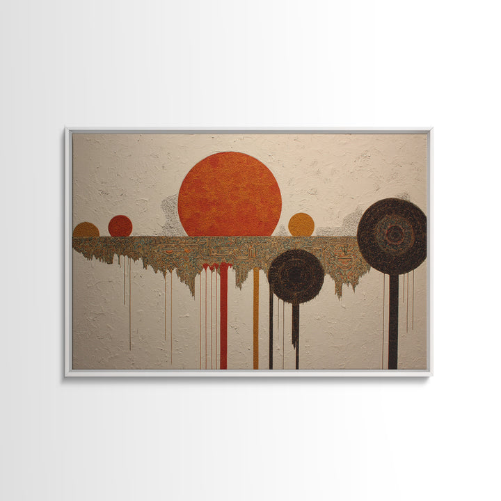 Orange Sun Circles And Tribal Pattern Wall Art, Abstract African Art, Burnt Orange Art, Bohemian Home Decor, Cultural Gift