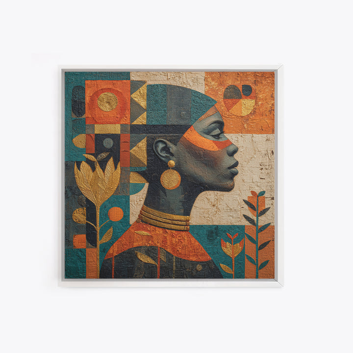 African Goddess Emerging from Botanical Forms and Canvas Print, African Inspired Art, Removable Wallpaper, Living Room Decor, AIA-1x1-39