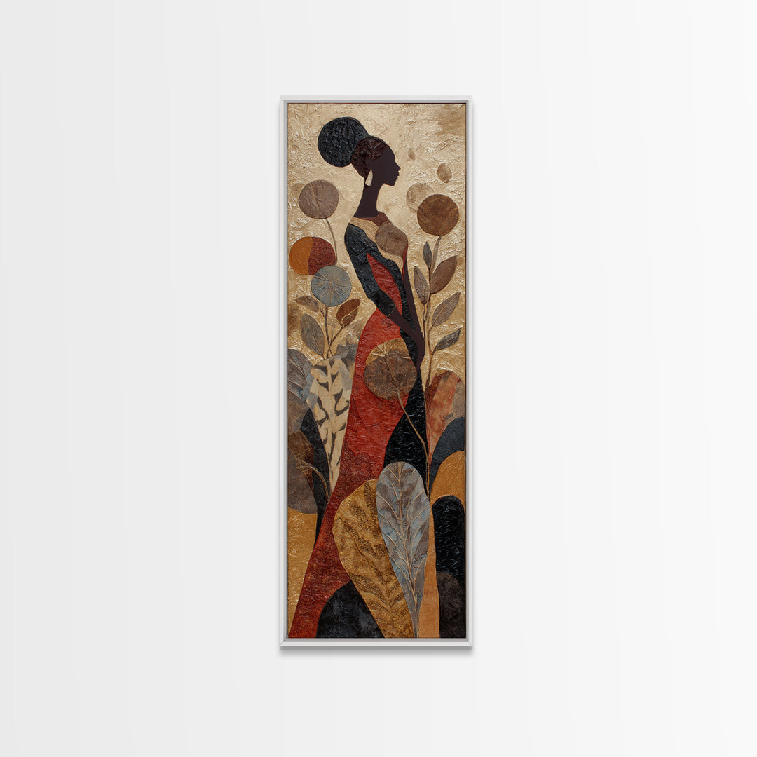 African Goddess Emerging from Botanical Forms and Canvas Print, African Inspired Art, Bedroom Wall Decor, Living Room Decor, AIA-1x3-51