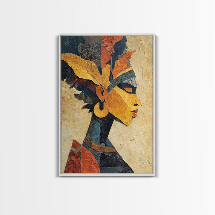 African Goddess Emerging from Botanical Forms and Canvas Print, African Inspired Art, Digital Art Prints, Living Room Decor, AIA-2x3-95
