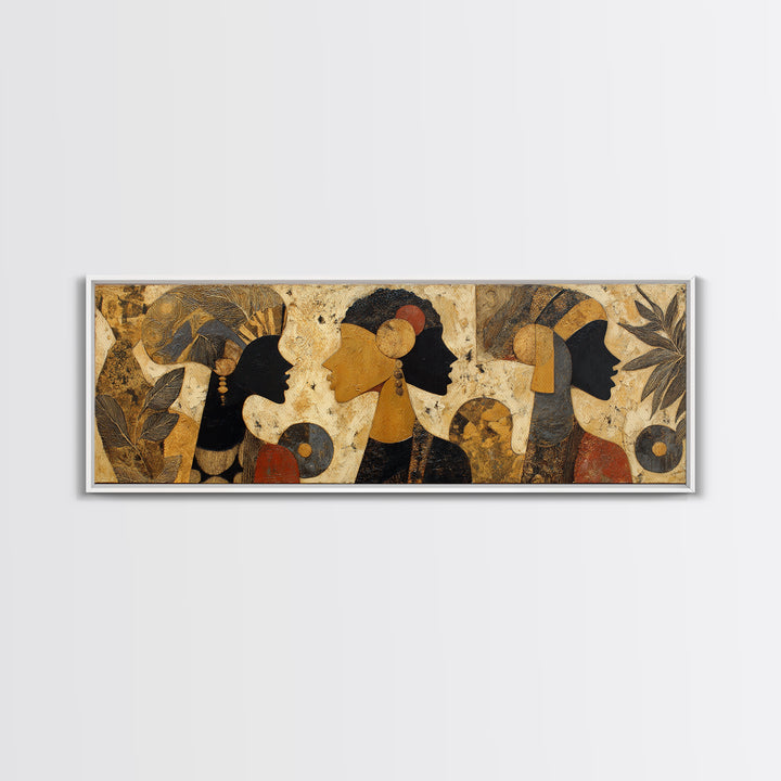 African Goddess Emerging from Botanical Forms and Canvas Print, African Inspired Art, Neutral Decor, Living Room Decor, AIA-3x1-7