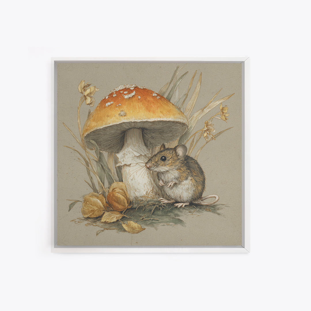 Tiny Field Mouse Canvas Print, Animal Art, Nursery, Living Room Decor, Fine Art, Creature, Modern Decor, Fine Art Print, ANI-1x1-10