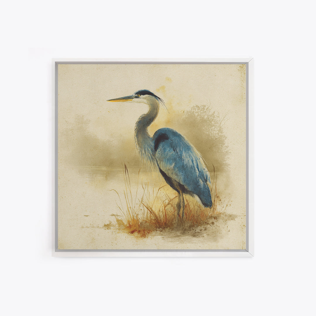Blue Heron Standing Canvas Print, Animal Art, Printable Art, Living Room Decor, Fine Art, Creature, Downloadable Art, ANI-1x1-35