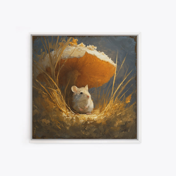 Tiny Field Mouse Framed Canvas Print, Animal Art, Cat Art, Living Room Decor, Watercolor Art, Creature, Art Print, ANI-1x1-58