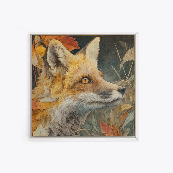 Dignified Fox Portrait Framed Canvas Print, Animal Art, Art Print, Living Room Decor, Fine Art, Creature, Digital Art, ANI-1x1-73