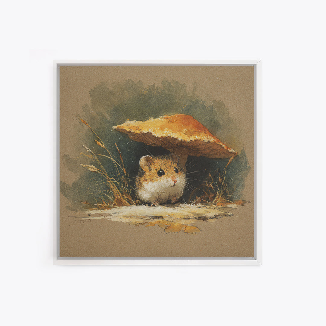 Tiny Field Mouse Canvas Print, Animal Art, Neutral Decor, Living Room Decor, Oil Painting, Creature, Wall Art, Home Decor, ANI-1x1-82