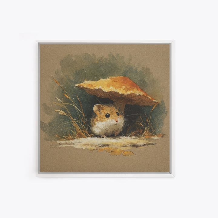Tiny Field Mouse Canvas Print, Animal Art, Neutral Decor, Living Room Decor, Oil Painting, Creature, Wall Art, Home Decor, ANI-1x1-82