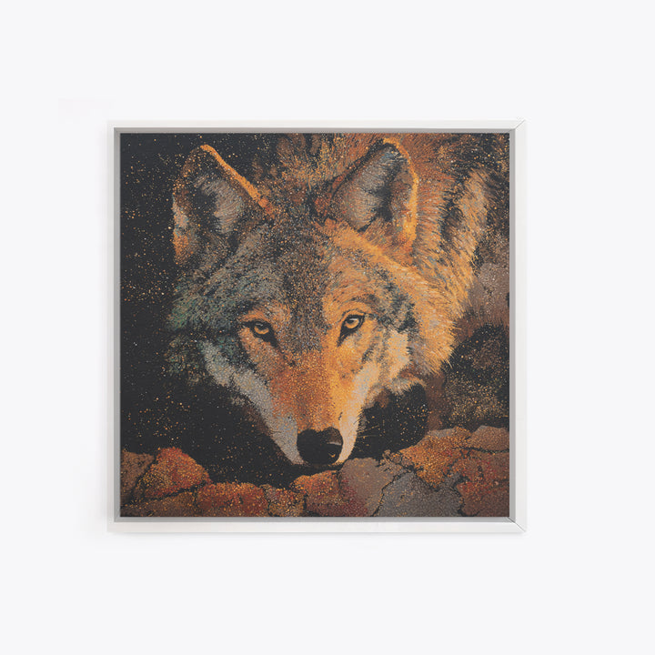 Wolf Silhouette Beneath a Star Filled Sky Canvas Print, Animal Art, Colorful Wall Art, Living Room Decor, Fine Art, Creature, ANI-1x1-94