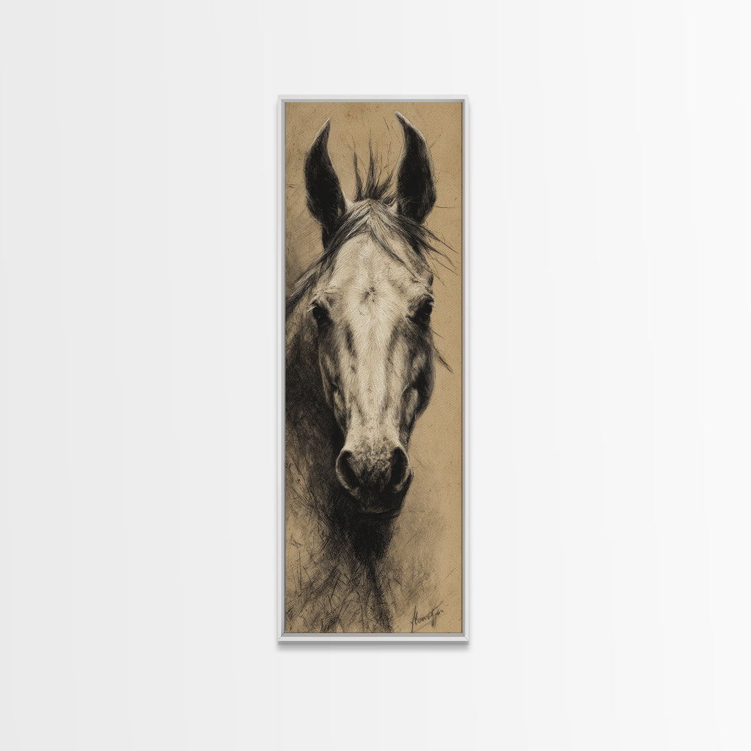 Majestic Horse Head Framed Canvas Print, Animal Art, Home Decor, Living Room Decor, Abstract Art, Creature, Art Deco, ANI-1x3-15