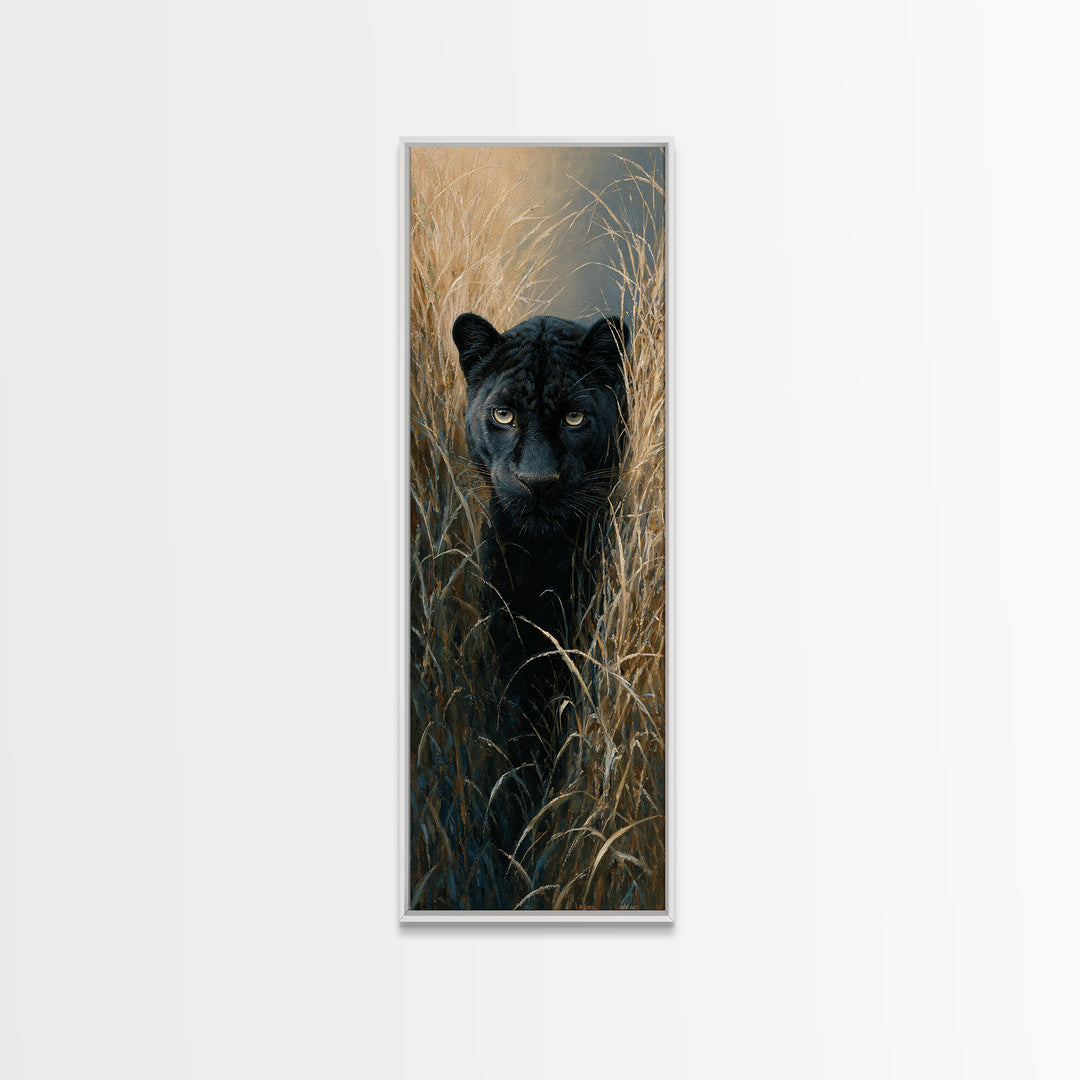 Dramatic Black Panther Emerging from Deep Jungle Canvas Print, Animal Art, Safari Nursery Decor, Living Room Decor, Creature, ANI-1x3-18