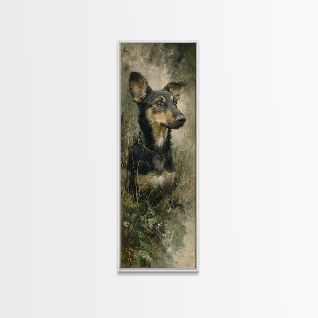 Dog Portrait with Painterly Collar and Loyal Canvas Print, Animal Art, Wall Decor, Living Room Decor, Oil Painting, Creature, ANI-1x3-25