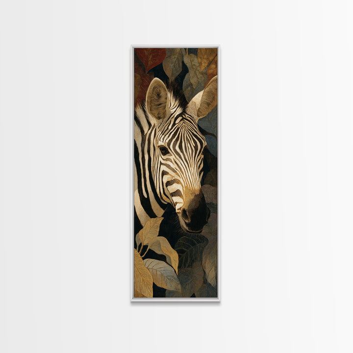Zebra Portrait with Bold Graphic Stripe Pattern Framed Canvas Print, Animal Art, Modern Decor, Living Room Decor, Creature, ANI-1x3-29