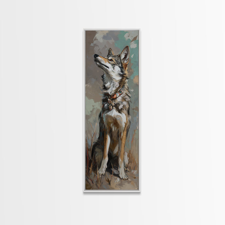 Dog Portrait with Painterly Collar and Loyal Canvas Print, Animal Art, Trendy Wall Art, Living Room Decor, Fine Art, Creature, ANI-1x3-97