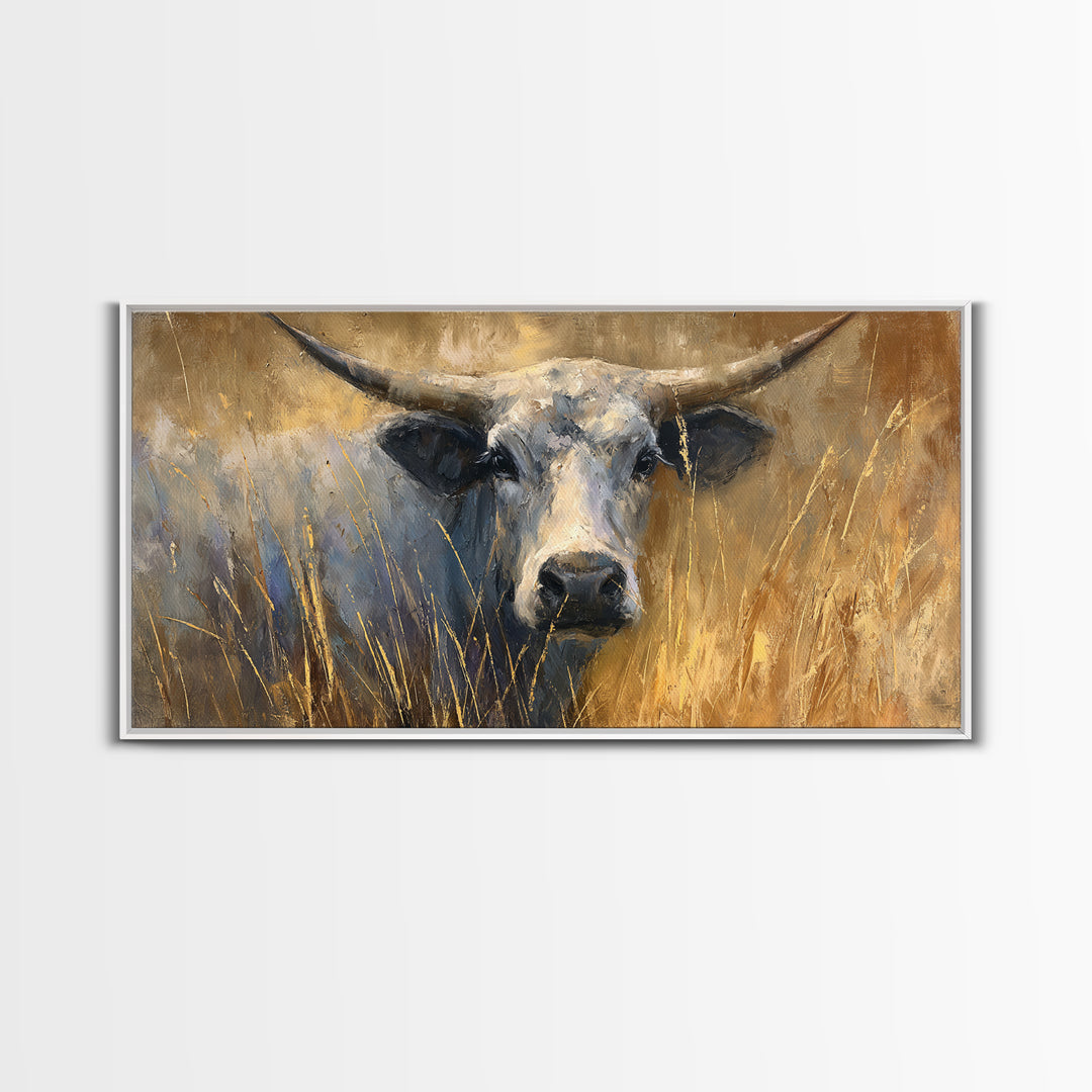 Gentle Cow Portrait Framed Canvas Print, Animal Art, Fine Art Print, Living Room Decor, Fine Art, Creature, Wall Decor, ANI-2x1-27