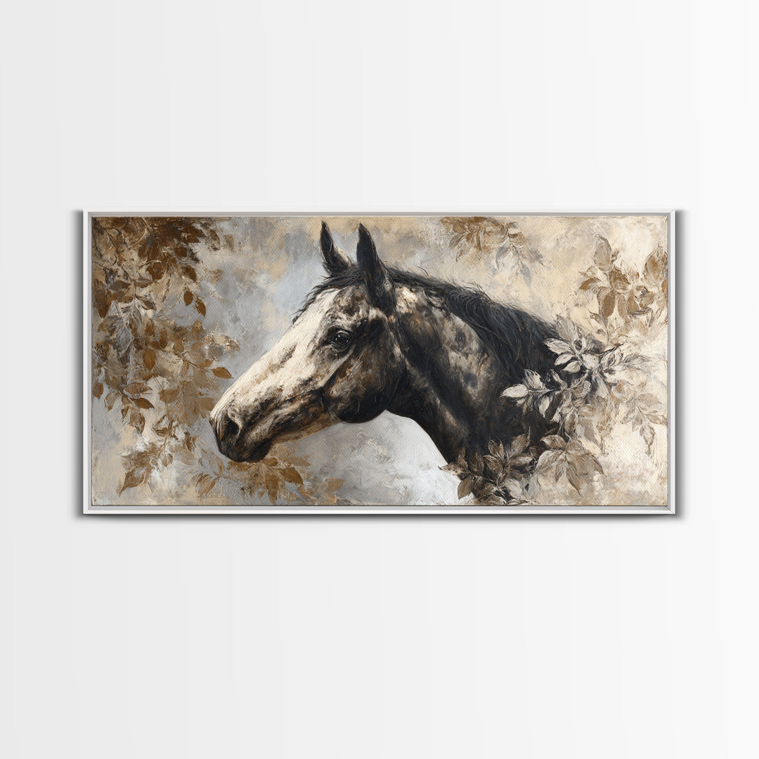 Majestic Horse Head Canvas Print, Animal Art, Digital Wall Art, Living Room Decor, Oil Painting, Creature, Modern Wall Art, ANI-2x1-47