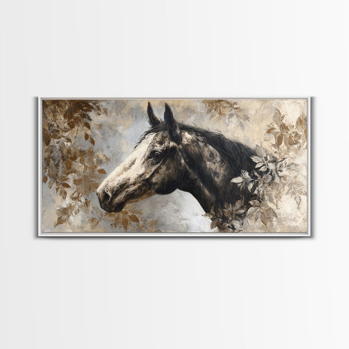 Majestic Horse Head Canvas Print, Animal Art, Digital Wall Art, Living Room Decor, Oil Painting, Creature, Modern Wall Art, ANI-2x1-47