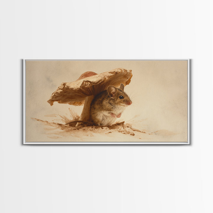 Tiny Field Mouse Canvas Print, Animal Art, Contemporary Art, Living Room Decor, Fine Art, Creature, Digital Wall Art, ANI-2x1-54