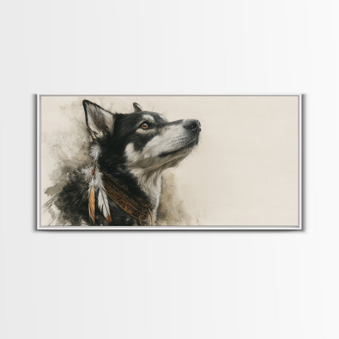 Dog Portrait with Painterly Collar and Loyal Canvas Print, Animal Art, Wall Decor, Living Room Decor, Oil Painting, Creature, ANI-2x1-57