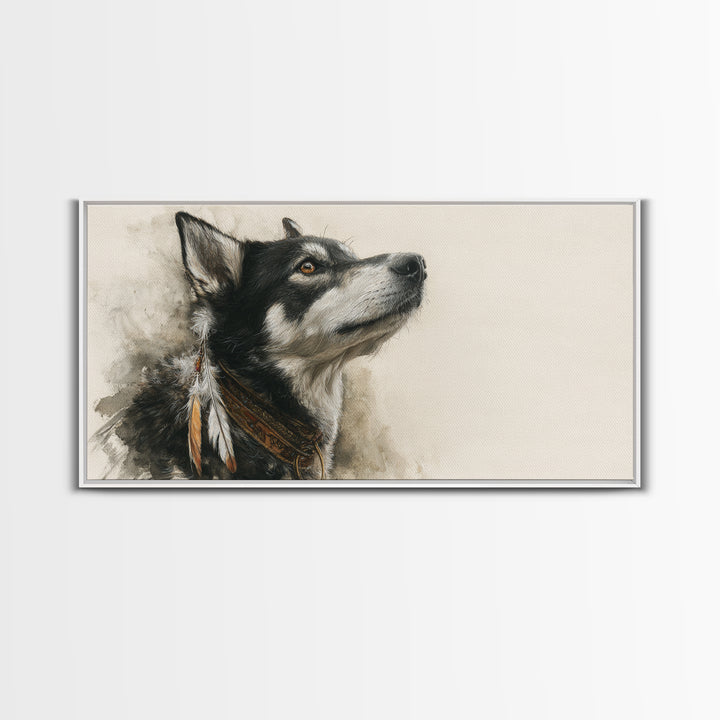 Dog Portrait with Painterly Collar and Loyal Canvas Print, Animal Art, Wall Decor, Living Room Decor, Oil Painting, Creature, ANI-2x1-57