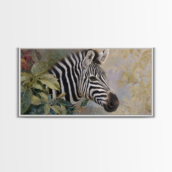 Zebra Portrait with Bold Graphic Stripe Pattern Canvas Print, Animal Art, Original Painting, Living Room Decor, Creature, ANI-2x1-85
