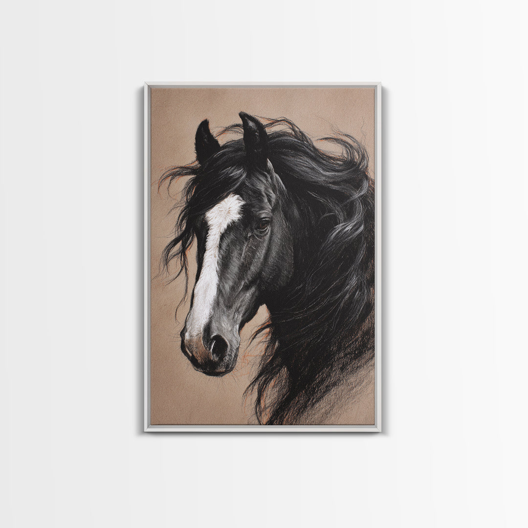 Majestic Horse Head Canvas Print, Animal Art, Downloadable Art, Living Room Decor, Abstract Art, Creature, Minimalist Decor, ANI-2x3-11