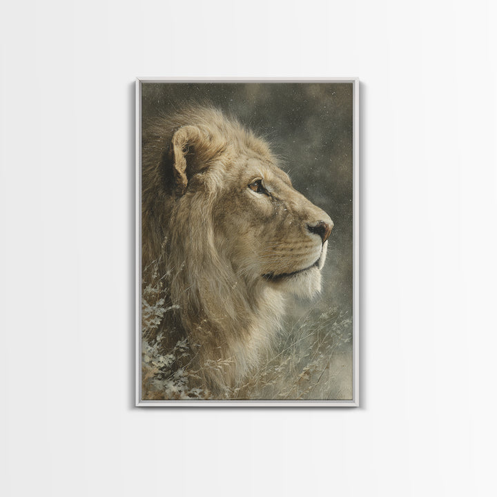 Regal Lion Profile Framed Canvas Print, Animal Art, Decor, Living Room Decor, Abstract Art, Creature, Printable Art, ANI-2x3-17