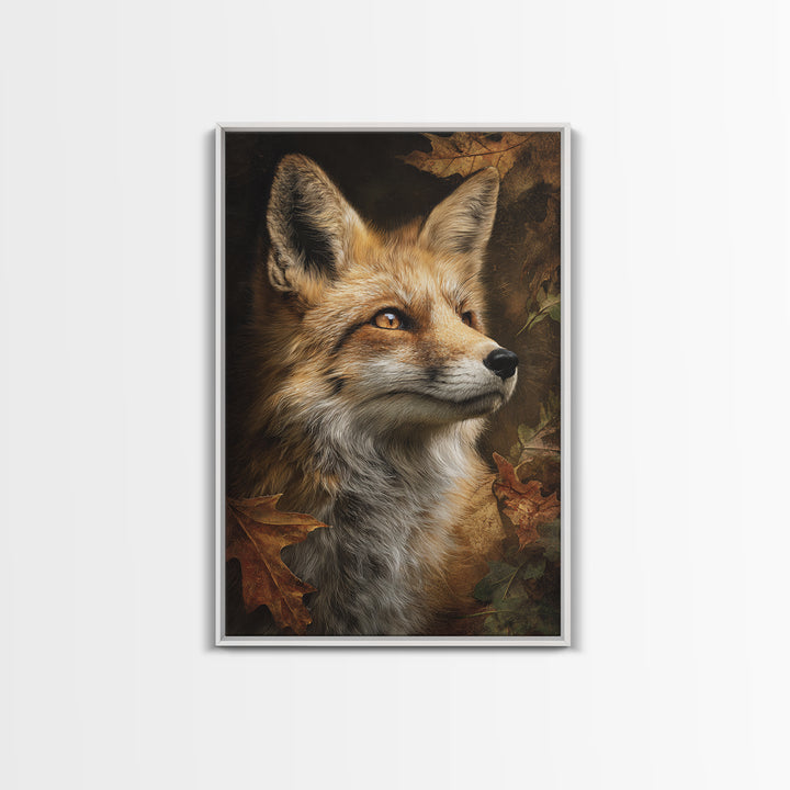 Dignified Fox Portrait Framed Canvas Print, Animal Art, Printable, Living Room Decor, Creature, Nursery, Boho Wall Art, ANI-2x3-33