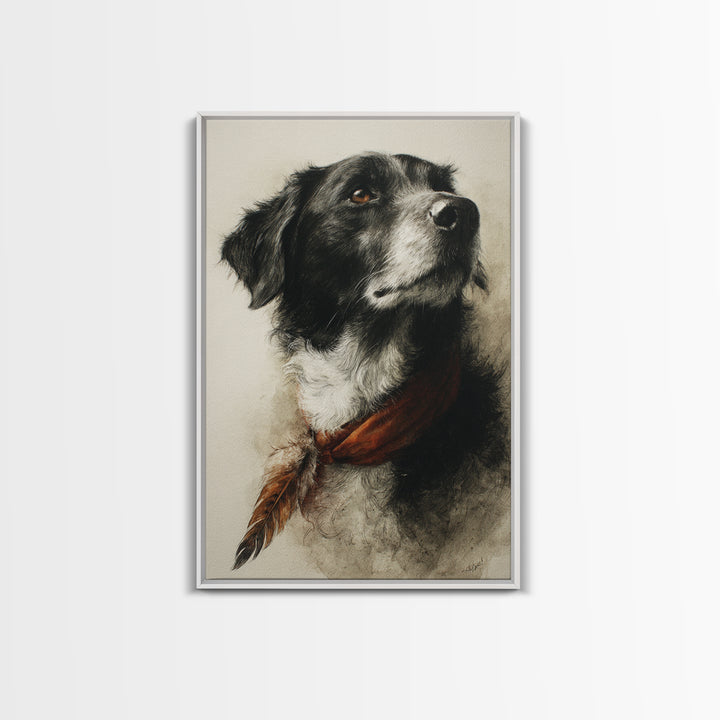 Dog Portrait with Painterly Collar and Loyal Canvas Print, Animal Art, Digital Prints, Living Room Decor, Fine Art, Creature, ANI-2x3-45