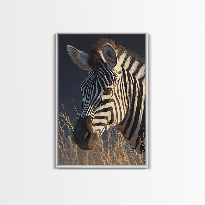 Zebra Portrait with Bold Graphic Stripe Pattern Canvas Print, Animal Art, Print, Living Room Decor, Fine Art, Creature, ANI-2x3-49