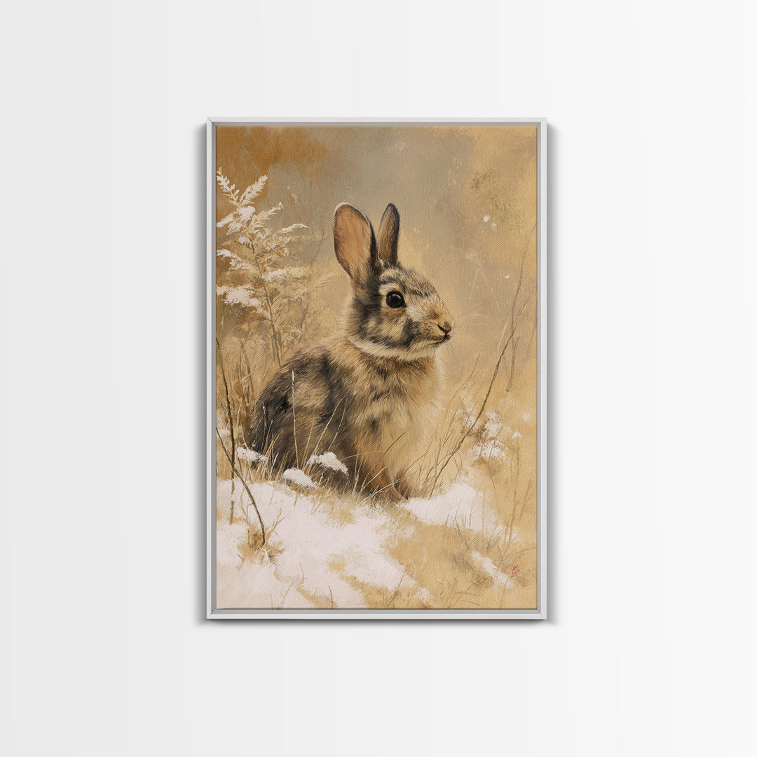 Curious Rabbit in a Soft Watercolor Meadow Canvas Print, Animal Art, Printable Wall Art, Living Room Decor, Fine Art, Creature, ANI-2x3-61