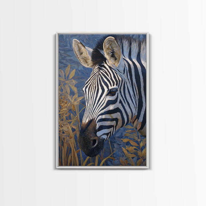 Zebra Portrait with Bold Graphic Stripe Pattern Canvas Print, Animal Art, Digital Wall Art, Living Room Decor, Creature, ANI-2x3-73