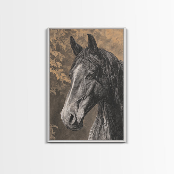 Majestic Horse Head Framed Canvas Print, Animal Art, Original Art, Living Room Decor, Abstract Art, Creature, ANI-2x3-83
