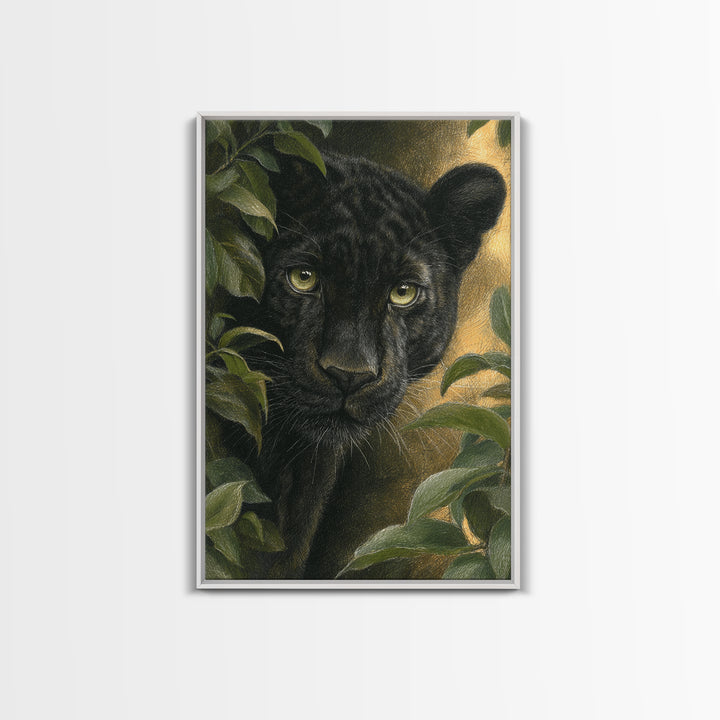 Dramatic Black Panther Emerging from Deep Jungle Canvas Print, Animal Art, Print, Living Room Decor, Abstract Art, Creature, ANI-2x3-86