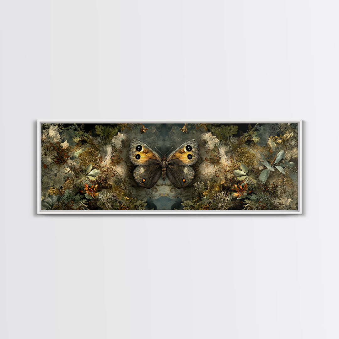 Butterfly Specimen Composition Framed Canvas Print, Animal Art, Trendy Wall Art, Living Room Decor, Fine Art, Creature, ANI-3x1-15