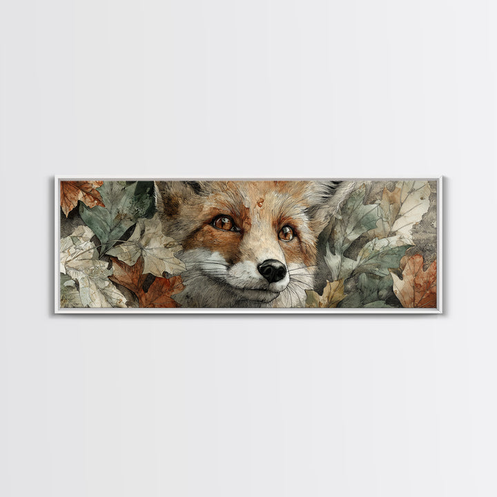 Dignified Fox Portrait Framed Canvas Print, Animal Art, Printable Art, Living Room Decor, Oil Painting, Creature, ANI-3x1-17
