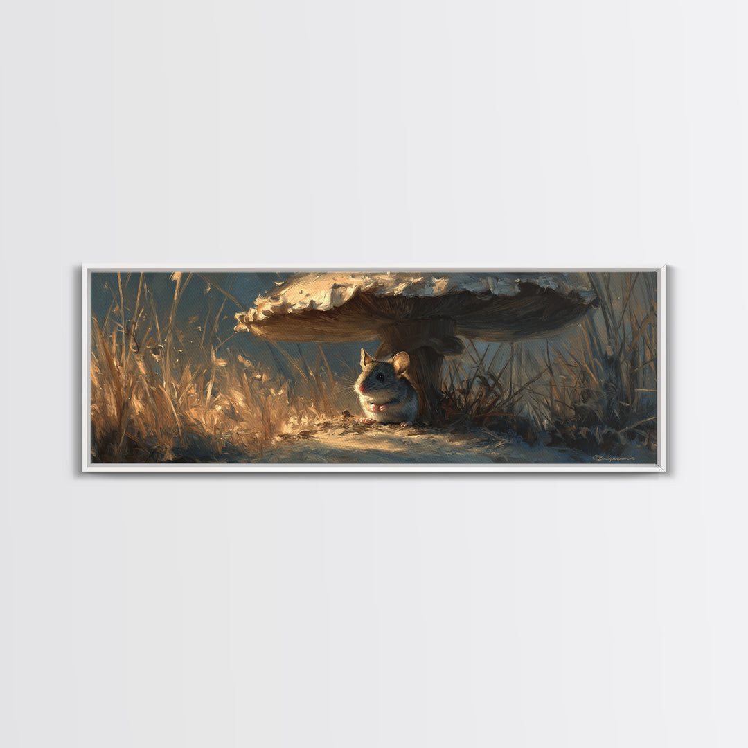 Tiny Field Mouse Framed Canvas Print, Animal Art, Digital Prints, Living Room Decor, Fine Art, Creature, Printable Art, ANI-3x1-2